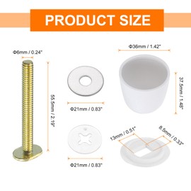 sourcing map 2Set Toilet Floor Bolts and Caps Kit, Solid Brass Toilet Bowl to Floor Bolts Kits with Washers and Cover Cap Universal Toilet Flange Repair Kit