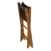 Bare Decor Davie Teak and Leather Folding Accent Stool, 18",