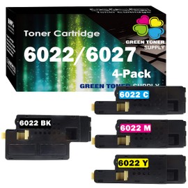 4-Pack Green Toner Supply 6022 6020 6027 Toner Cartridge 4-Color Sets (B+CYM) Work for Phaser 6020 6022 WorkCentre 6025 6027 Printer