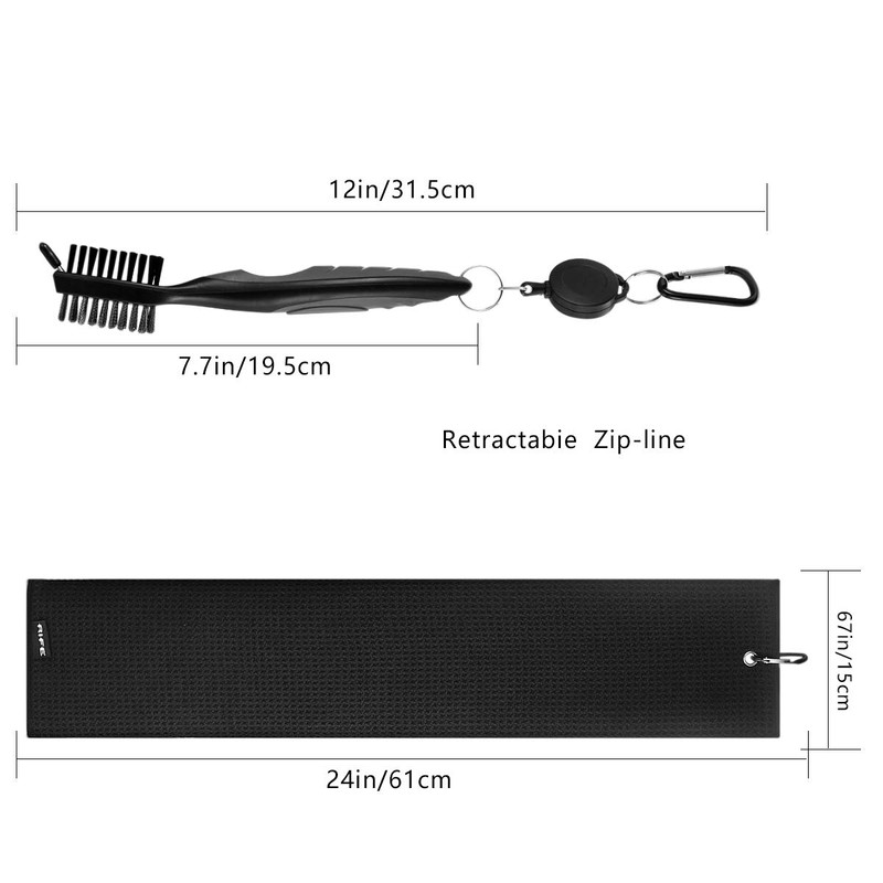 pzihao Golf Club Brush and Microfibe Towel Kit, with Carabiner