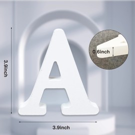 AOCEAN 4 Inch White Wood Letters Unfinished Wood Letters for Wall Decor Decorative Standing Letters Slices Sign Board Decoration for Craft Home Party Projects (A)