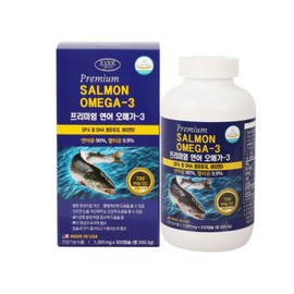 Evergreen (health food) Premium Salmon Omega 3 Vitamin D 1001mg x 300 capsules / 프리미엄 연어 오메가3 비타민D 1001mg x 300캡슐