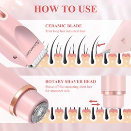 Dermave Bikini Shaver，Bikini Trimmer for Women – Gentle Electric Razor for Sensitive Areas, Waterproof USB-C Rechargeable Shaver for Body & Face, Stocking Stuffers Holiday Gift Petal Pink