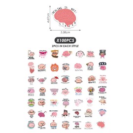 NXPWRC 100 Brain Graffiti Stickers, Interesting Stickers, Creative Graffiti Stickers, Cute Decorative Stickers, Can Be Used To Decorate Notebooks, Computers, Scooters, And Motorcycles