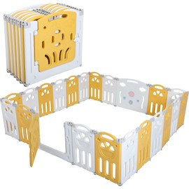 FAHKNS Foldable Baby Playpen with 18 Panels: Ideal for Babies and Toddlers, Adjustable Safety Play Yard for Indoor Or Outdoor Use