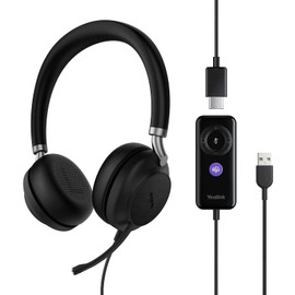 Yealink USB Headset UH38, Wired Softphone Headset Teams Certified with Microphone,in Line Controls Built in Bluetooth, Connect to PC/Laptop/Mac/Tablet/Cell Phone (USB-A)