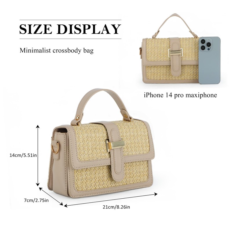LUI SUI Women Straw Shoulder Purse Summer Beach Straw Crossbody