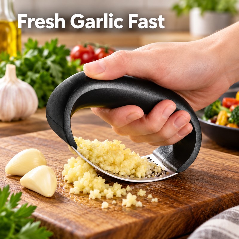 Stainless Steel Garlic Press Rocker – Manual Garlic & Ginger