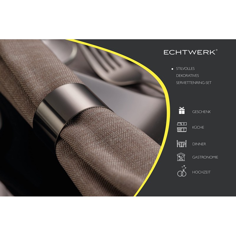 Echtwerk 4 Piece Stainless Steel Napkin Ring Set Black Edition