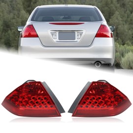 KAMDKI A Pair Tail Light Assembly Fit for 2006 2007 Honda Accord LX EX EXL Sedan 4-Door Rear Lamp Red Lens Housing Left Driver and Right Passenger Side W/Bulb W/O Unit Module 33551SDAA32 HO2819130