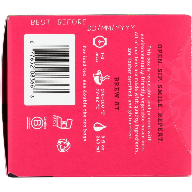 Stash Tea, Tea Pom Raspberry Matcha, 18 Count
