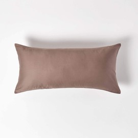 HOMESCAPES Organic Cushion Cover 40 x 80 cm Brown 100% Organic Cotton Satin Cushion Cover with Zip