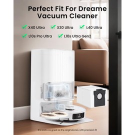 Replacement Vacuum Bags - 3.2L Large Disposable Dust Bag For Dreame X40 Ultra/X30 Ultra/L40 Ultra/L10s Pro Ultra/L10s Ultra Gen2 Vacuum Dust Bags, 12 Pack X40 Ultra Vacuum Cleaner Dust Bags, White