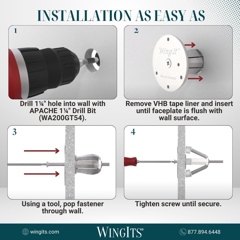 WingIts RC-SSBGBW40-2 Stainless Steel Beast Standard Grab Bar Fastener with
