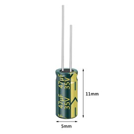 PENGLIN 20pcs Electrolytic Capacitors Aluminum Electrolytic Capacitors 35V 47UF 105℃ 5X11mm High Frequency Low Resistance (35V 47μF)