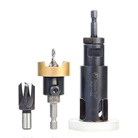 Amana Tool AMS-306 3-Pc Carbide Tipped Countersink Plug Cutter and Plug Planer Pack
