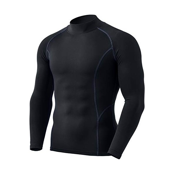 TSLA Men's Thermal Long Sleeve Compression Shirts, Mock/Turtleneck Winter Sports