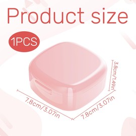 Denture Box,Portable False Teeth Container,Denture Case with Strainer for Soaking/Cleaning,Denture Case for Cleaning,Travel-Friendly Design (Pink)