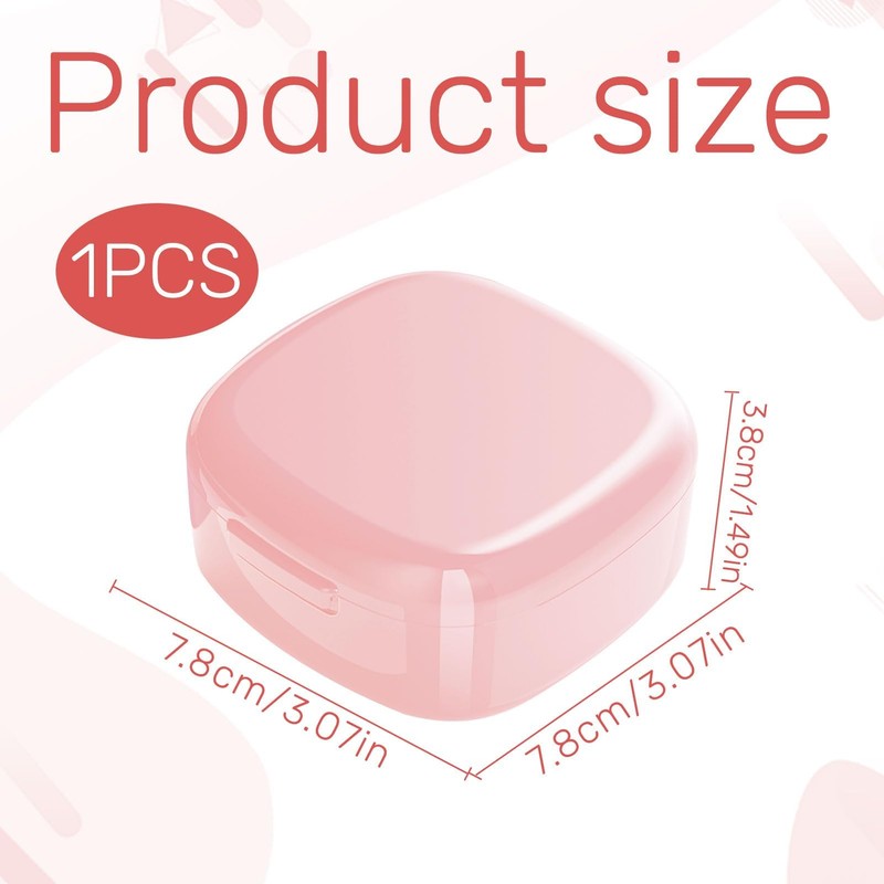 Denture Box,Portable False Teeth Container,Denture Case with Strainer for Soaking/Cleaning,Denture