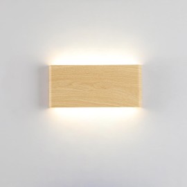 Joosenhouse Modern Bedroom Hallway LED Wall Sconce Up and Down Stairwell Bedside Wall Lamps 12'' Wood Grain Wall Decorative Lighting Fixture for Bedroom Living Room Hallway 10W 4000K