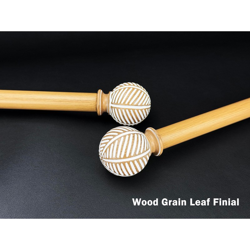 Adjustable 36-72 Inch Faux Wood Curtain Rods, 1 Inch Diameter