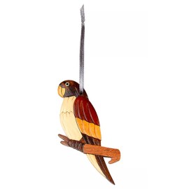 Unbranded Parrot - Double-sided Wood Intarsia Christmas Tree Ornament- Tropical Bird theme