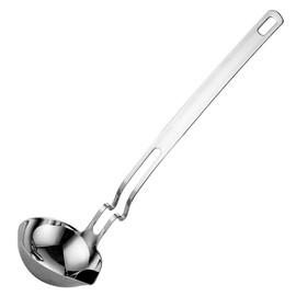 Stainless Steel 316 Oil Separator Soup Ladle - 13.4" Long Handle Gravy Fat Separator Skimmer Spoon, Pot-Side Hanging - Cooking Fat Strainer and Hot Pot Oil Filter for Efficient Grease Removal
