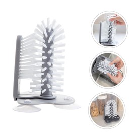 PACKOVE 1Pc Detachable Glass Cup Brush Cleaner Rotating Design for Efficient Decontamination Easy to Use Store for Cleaning Glassware Cups Dark Grey