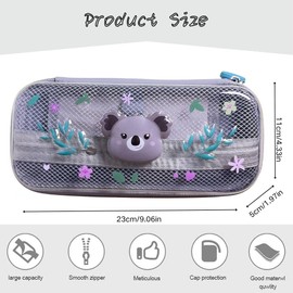 YFDSXKMZ Koala Pencil Case, Pen Holder with Zip, Large 2 Compartments Design for Transparent Pen Bag, Waterproof, for School and Office, Stylish Design, 23 cm x 11 x 5 cm