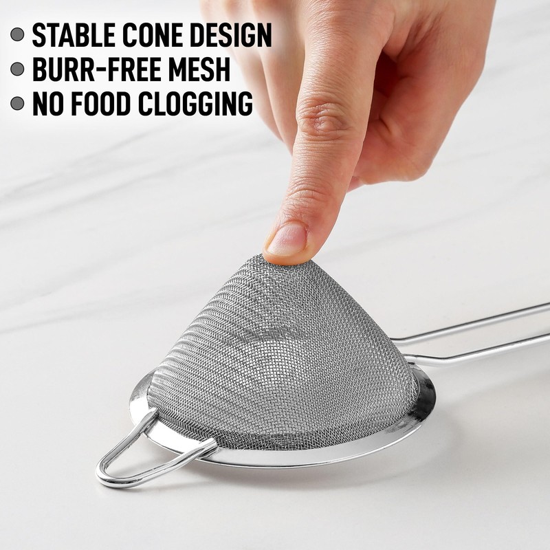 Zulay Kitchen 304 Stainless Steel Fine Mesh Strainer For Kitchen