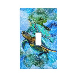 Sea Turtle Watercolor Light Switch Cover Plates Single Toggle Wall Plate, Decorative 1-Gang Lightswitch Cover
