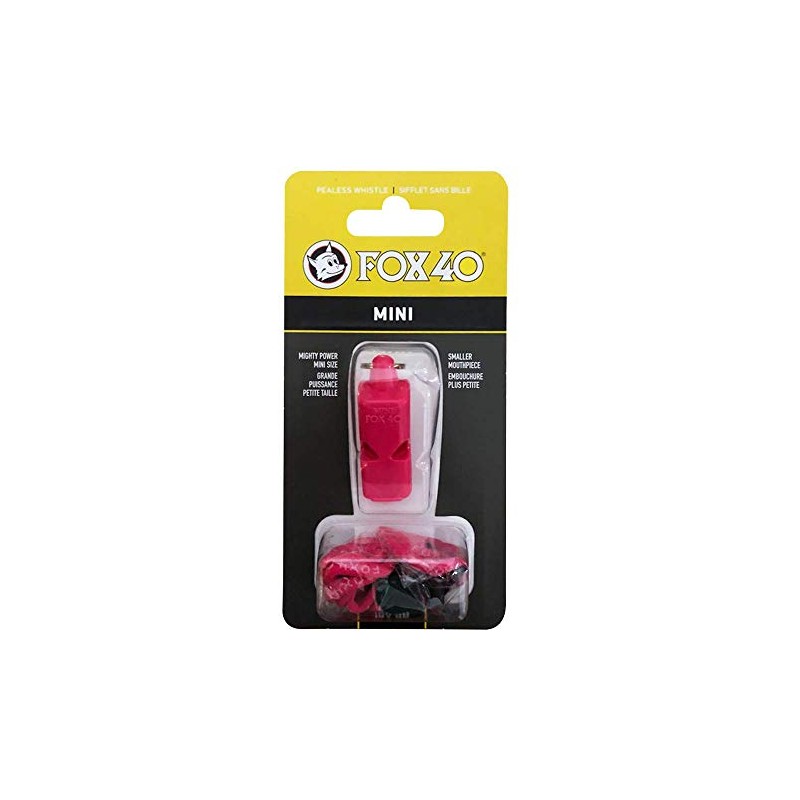Fox 40 Mini Pealess Whistle with Breakaway Lanyard (Pink)