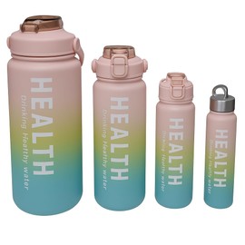 Terryshop74 Set mit 4 Trinkflaschen mit Strohhalm, luftdicht, Fassungsvermögen 3,3 l, 2 l, 1 l, 0,3 l, mit Tragegriff, Set für Urlaub, Strand, Berge, Picknick – 3 Farben zur Auswahl (Pink Fantasy)