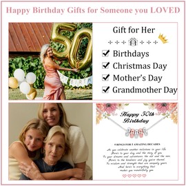 DORANA 50th Birthday Gifts for Women,925 Sterling Silver Circle Necklace Happy 50th Birthday 5 Decade Necklaces Jewellery Gifts with Cards for Daughter Mom Grandma Sister Friend