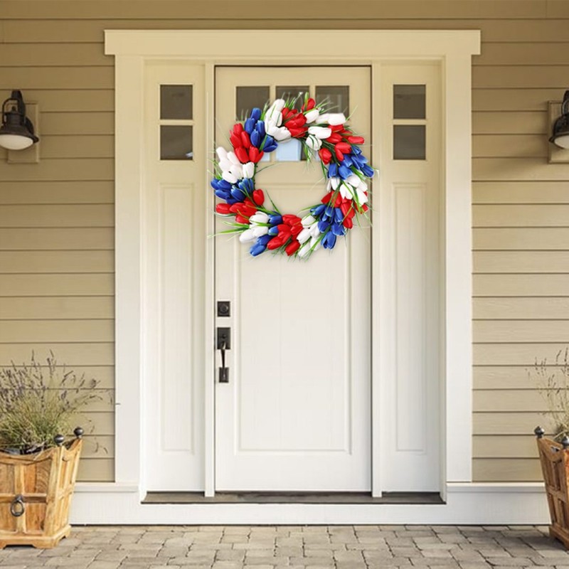 4th of July Independence Day Tulip Wreath Artificial Flower Wreath