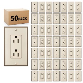 MICMI Decorator Receptacle Outlet, Tamper Resistant,15 Amp, 125 Volt,golden,UL Listed - UL Listed with wallplate 50 pack