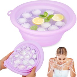 Folding ice Basin with Built-in ice Tray for Cold Compress Care, Portable Hand Basin to Soothe The Skin and Reduce Swelling, Suitable for Home use (Purple)