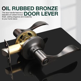 GOBEKOR 2 Pack Privacy Door Levers Interior Oil Rubbed Bronze Bedroom Door Handles Interior Bronze Bathroom Door Handles with Lock Keyless Door Hardware