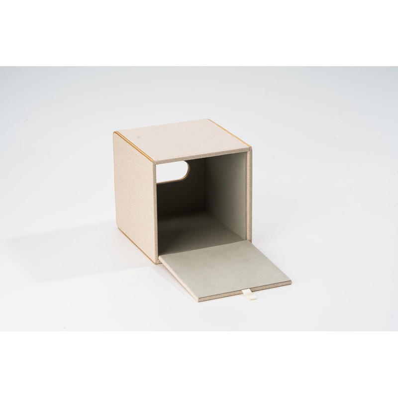 Ukwell Square Tissue Box Cover Linen-Textured Faux Leather Tissue Holder