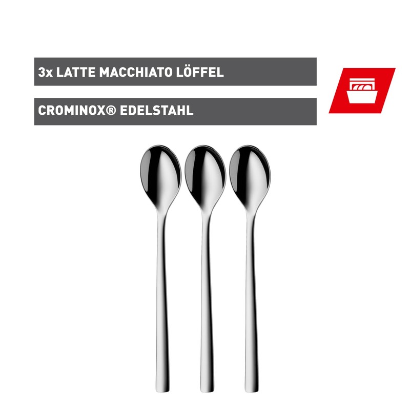 Silit Trend Latte Macchiato Spoons Set of 3, Long Spoons