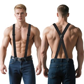 X Back Hidden Suspenders Under Clothing Black Heavy Duty Suspenders for Jeans, Work, and Daily Wear for Men Women