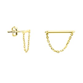 SOFIA MILANI - Women's Earrings 925 Silver - Chain Bar Stud Earrings, Yellow Gold