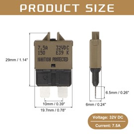 DMiotech Manual Mini Reset Fuse, 32V DC 7.5A ATC/ATO Auto Circuit Breaker Reset Fuses Low Profile Blade Fuses for Car Truck SUV Marine Boat Motorcycle, Brown