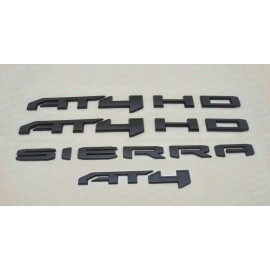 GMC 4PCS Matte Black Red AT4 HD Emblems Sierra Letters Fit GMC Sierra 2500HD 3500HD