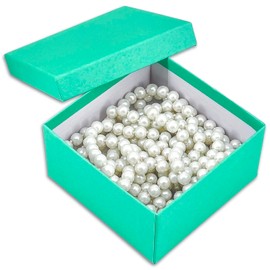 TheDisplayGuys 25-Pack #34 Cotton Filled Cardboard Paper Jewelry Box Gift Case - Teal Green (3.9" x 3.9" x 2.0")