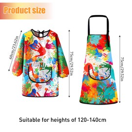 XIAQICA Pack of 2 Children's Painting Aprons 7-12 Years Girls/Boys Waterproof Painting Apron Craft Apron Painting Coat Children with Big Pockets for Painting Art Cooking, yellow