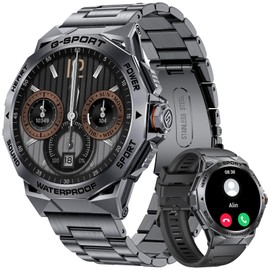 FOXBOX Military Smart Watch Make/Answer Calls,1.43" AMOLED Fitness Tracker with Heart Rate Sleep Monitor for Android IOS