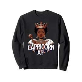 Capricorn AF Vibes Queen Energy Zodiac Crown Afro Regal Sweatshirt