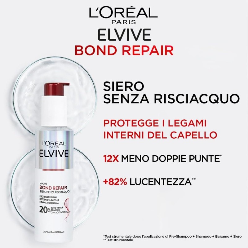 L'Oréal Paris Elvive Bond Repair Siero Senza Risciacquo, Rafforzante, Per