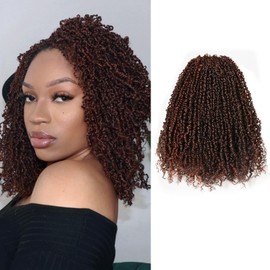 Pelokaa Yanky Twist Crochet Hair - 6 Inch 8 Packs (240 Strands) Black Mix Copper Pre-twisted Fluffy Spring Passion Micro Mini Twist, Pre-Looped Short Curly Crochet Braids (6 Inch, F1B/350-8P)